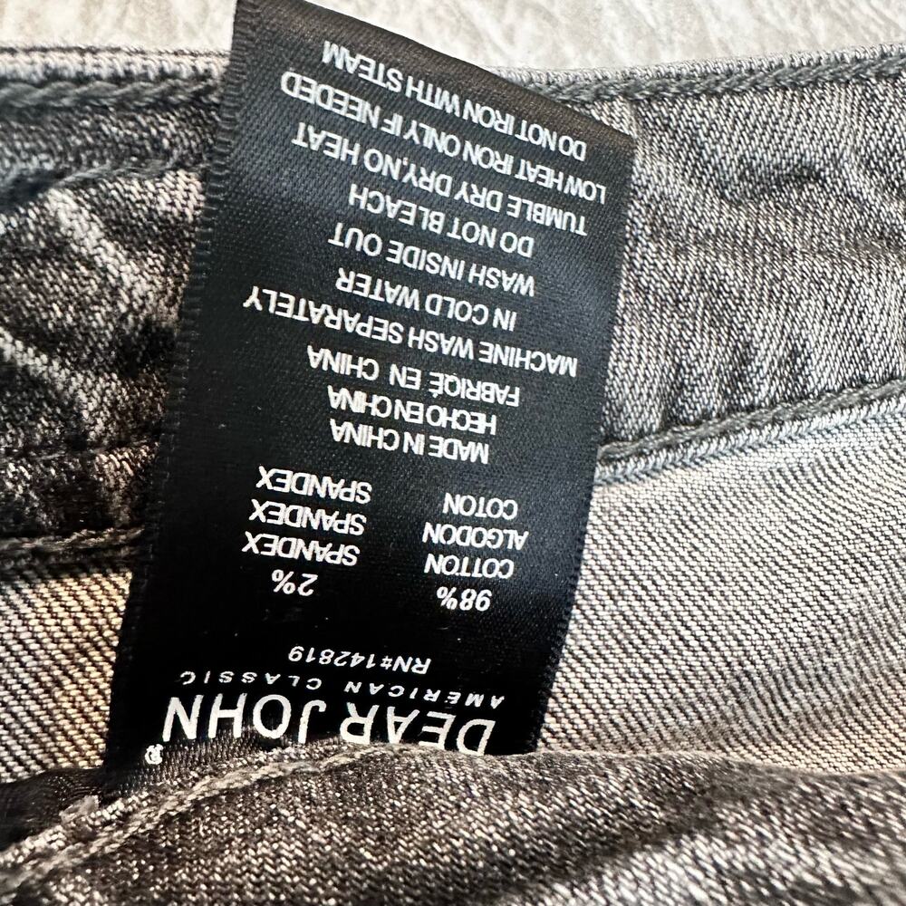 Dear John Rough Hem Stonewashed Black + White Straight Leg Jeans Size 25 - Picture 7 of 16